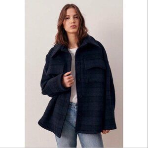 ba&sh - Plaid Wool Blend Jacket - Marine Size 0 oversized fit